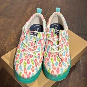 Sperry Kids Swedish Fish Sneakers Print and Teal Sole